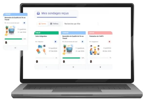 Mockup ordinateur - Mes sondages reçus